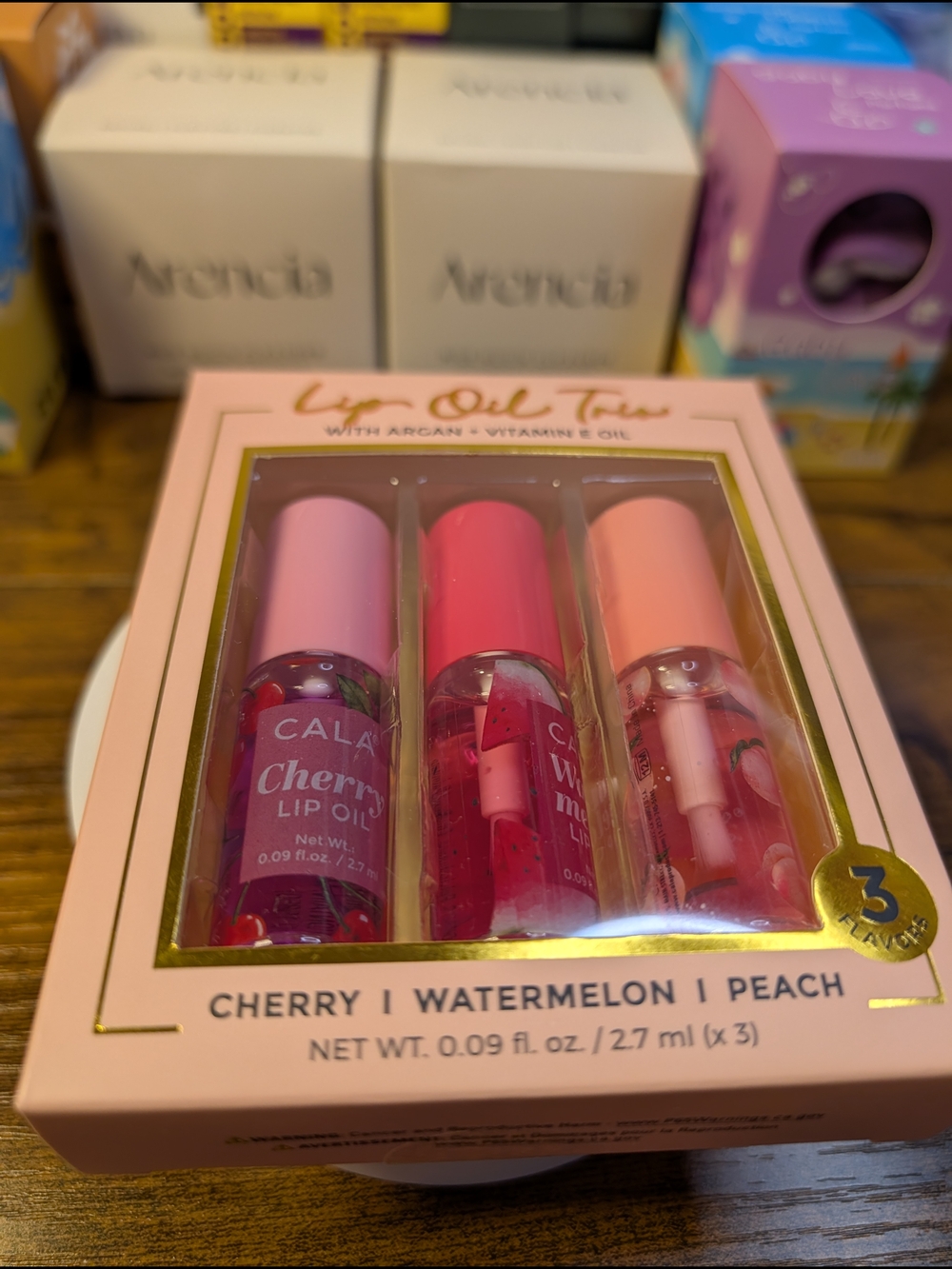 CALA Lip Oil Trio — Cherry, Watermelon & Peach (Pink/Red/Peach) - Picture 2 of 3